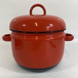 Carl Aubock Culinar Auswien Ostovics Red Enamel Pot Dutch Oven DANISH MODERN
